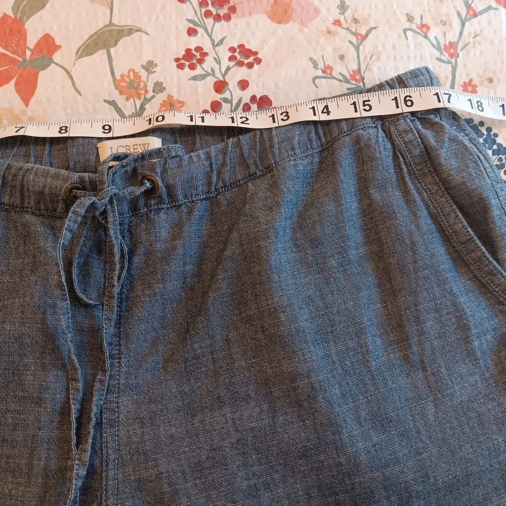J. Crew Factory Drawstring Indigo Chambray Shorts 100%Cotton Lightweight Beach M